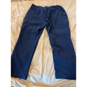 Chicos Navy Blue Pull On Straight Leg Pants with Pockets Womens Mid Rise  Sz 1